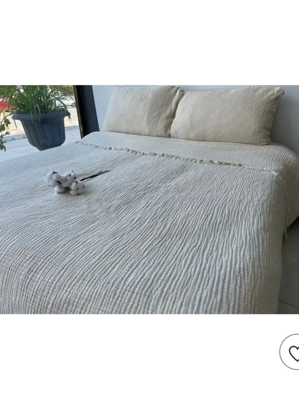 Muslin Blanket 4 Layers, Soft Bedspread, 100% Turkish Cotton Bed Cover, Ivory,